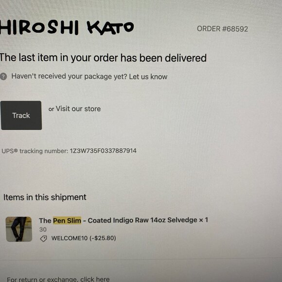 HIROSHI KATO The Pen Slim - Coated Indigo Raw 14oz Selvedge - 30x30 NWT - Picture 4 of 4